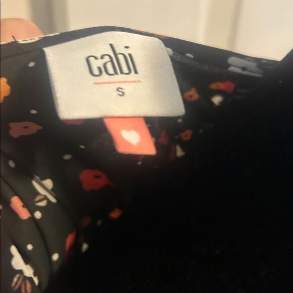 CAbi Style 3957 Black Top with Vibrant Floral Pattern - Picture 3 of 8